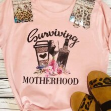Kawaii Harajuku Surviving Motherhood Letter Print T-Shirt Kawaii Harajuku Surviving Motherhood Letter Print T-Shirt