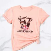 Kawaii Harajuku Surviving Motherhood Letter Print T-Shirt Kawaii Harajuku Surviving Motherhood Letter Print T-Shirt