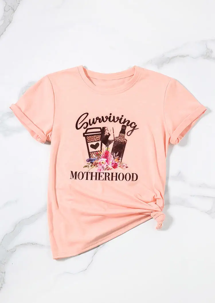 Kawaii Harajuku Surviving Motherhood Letter Print T-Shirt