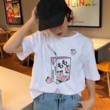 Peach Juice Design Short Sleeve Casual T-Shirt Peach Juice Design Short Sleeve Casual T-Shirt