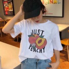 Peach Juice Design Short Sleeve Casual T-Shirt Peach Juice Design Short Sleeve Casual T-Shirt