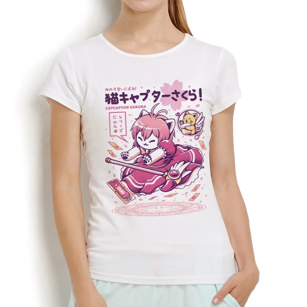 Sakura Kinomoto Cartoon White Casual T-Shirt