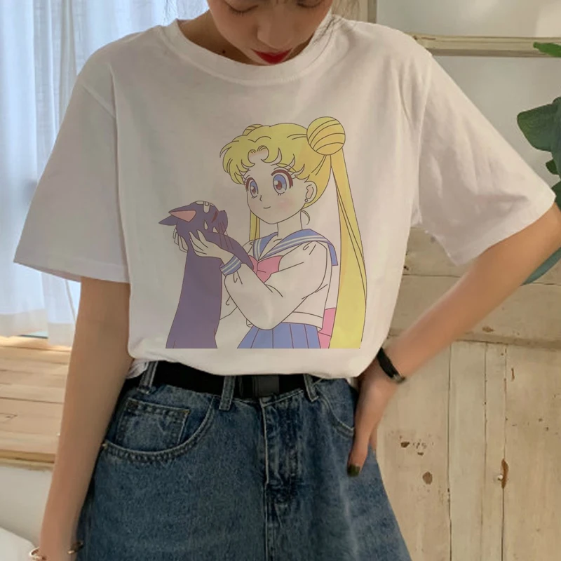 Harajuku Sailor Moon Cartoon Aesthetic Casual T-Shirt