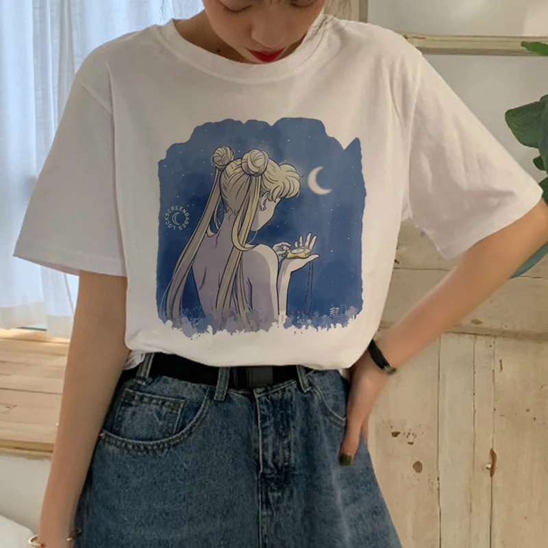 Harajuku Sailor Moon Cartoon Aesthetic Casual T-Shirt
