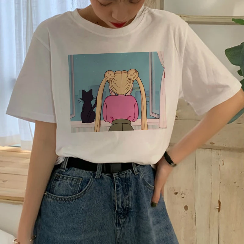 Harajuku Sailor Moon Cartoon Aesthetic Casual T-Shirt