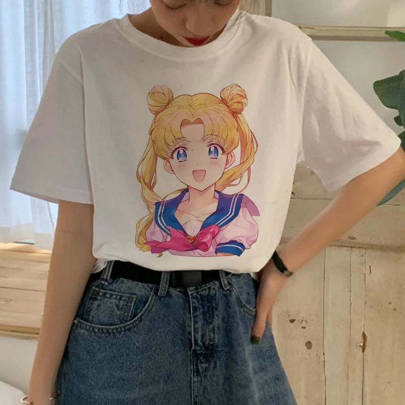 Harajuku Sailor Moon Cartoon Aesthetic Casual T-Shirt