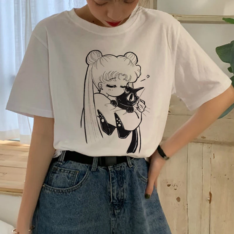 Harajuku Sailor Moon Cartoon Aesthetic Casual T-Shirt