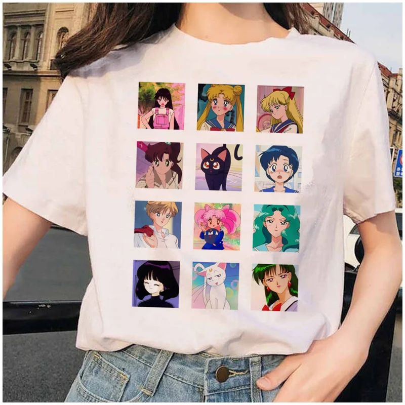Anime Aesthetic Cat Pattern T-Shirt