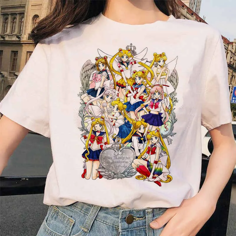 Anime Aesthetic Cat Pattern T-Shirt
