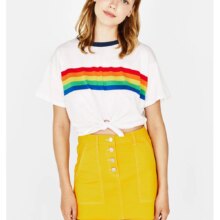 Kawaii Rainbow Striped White Aesthetic T-Shirt Kawaii Rainbow Striped White Aesthetic T-Shirt