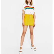 Kawaii Rainbow Striped White Aesthetic T-Shirt Kawaii Rainbow Striped White Aesthetic T-Shirt