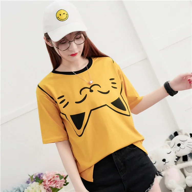 Harajuku Kawaii Cat Printed Short Sleeve T-Shirt