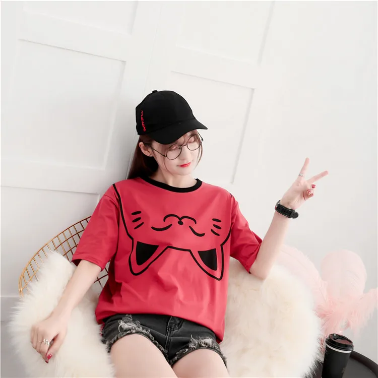 Harajuku Kawaii Cat Printed Short Sleeve T-Shirt