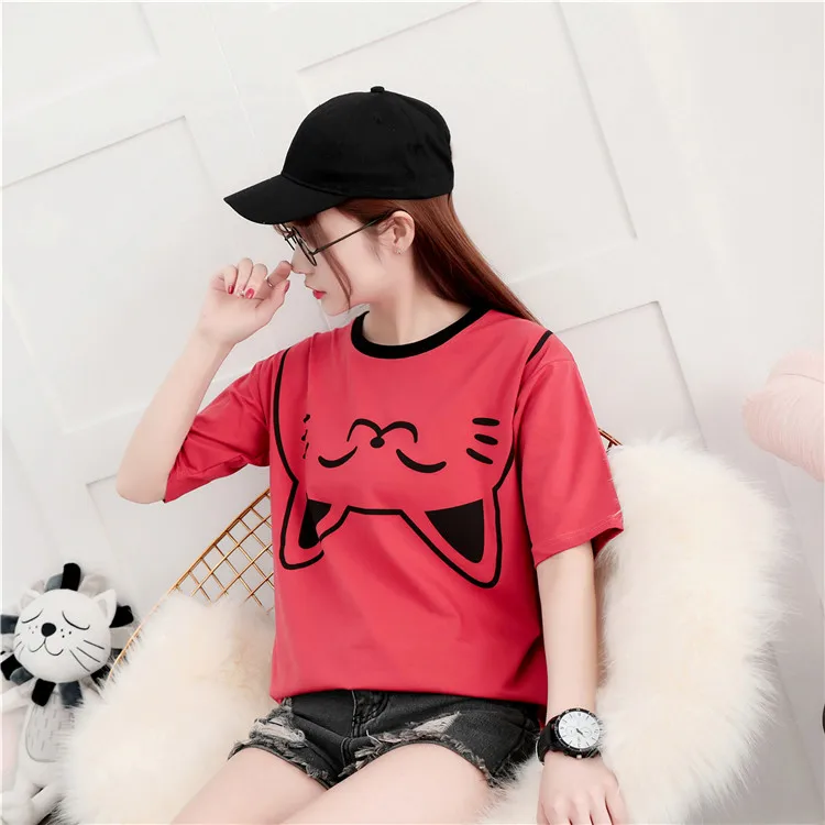 Harajuku Kawaii Cat Printed Short Sleeve T-Shirt