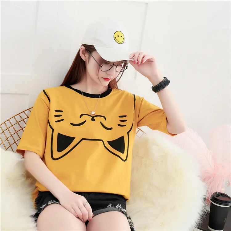 Harajuku Kawaii Cat Printed Short Sleeve T-Shirt