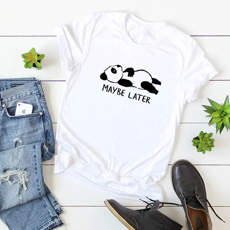 Kawaii Style Cartoon Panda Print Causal T-Shirts