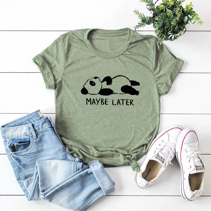 Kawaii Style Cartoon Panda Print Causal T-Shirts