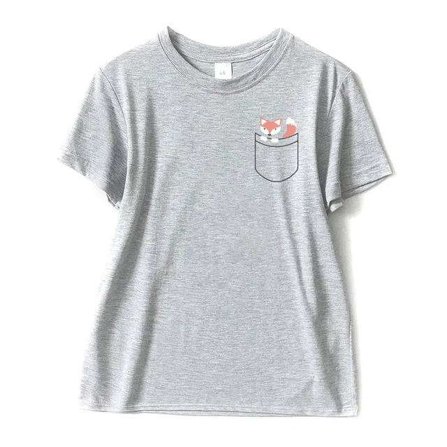 Kawaii Cartoon Fox Short Sleeve Casual T-Shirts