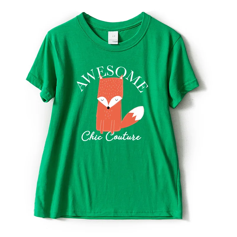 Kawaii Cartoon Fox Short Sleeve Casual T-Shirts