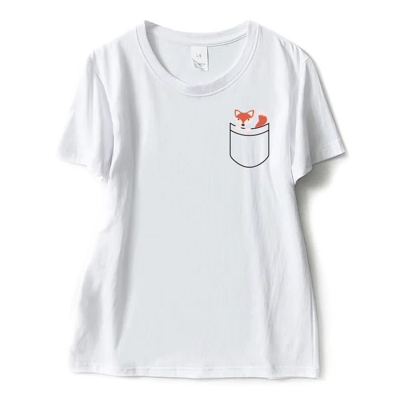 Kawaii Cartoon Fox Short Sleeve Casual T-Shirts