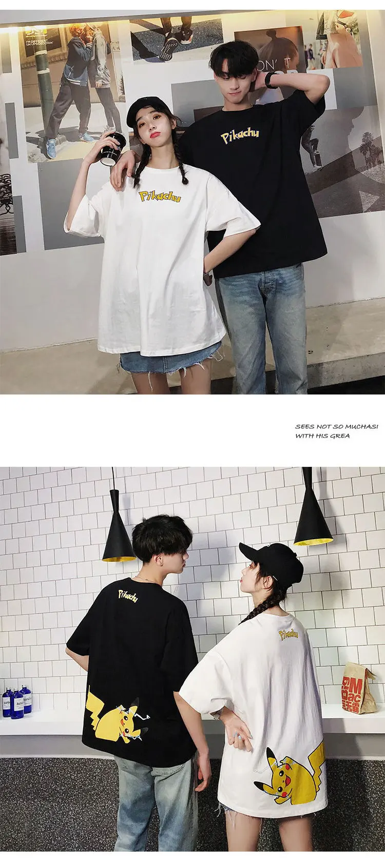 Cartoon Pokemon Pikachu Couples T-Shirt