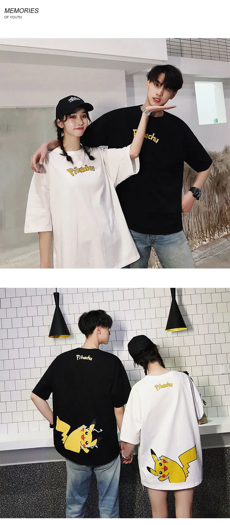 Cartoon Pokemon Pikachu Couples T-Shirt