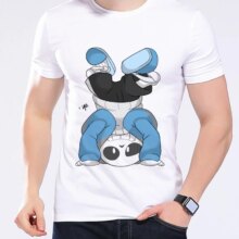 Upside Down Sans Skeleton Cartoon Style Casual Short Sleeves T-Shirt Upside Down Sans Skeleton Cartoon Style Casual Short Sleeves T-Shirt