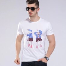 Upside Down Sans Skeleton Cartoon Style Casual Short Sleeves T-Shirt Upside Down Sans Skeleton Cartoon Style Casual Short Sleeves T-Shirt