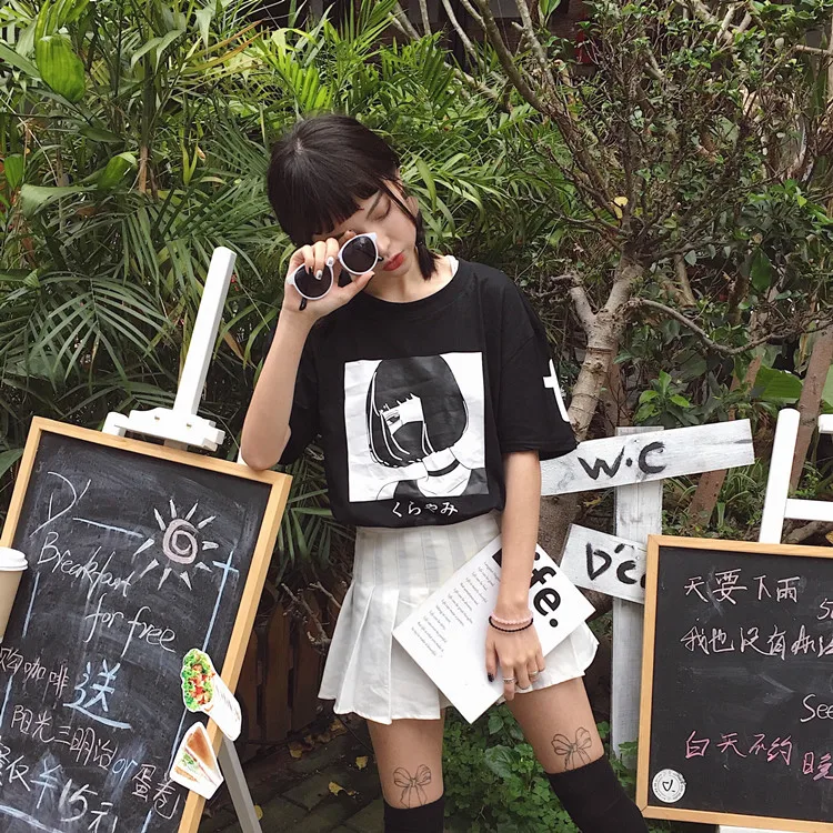 Harajuku Cartoon Style Unique Graphic Short Sleeves T-Shirt