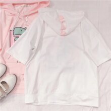 Harajuku Dinosaur Pattern Hooded Short Sleeve T-Shirt Harajuku Dinosaur Pattern Hooded Short Sleeve T-Shirt