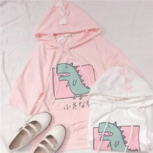 Harajuku Dinosaur Pattern Hooded Short Sleeve T-Shirt Harajuku Dinosaur Pattern Hooded Short Sleeve T-Shirt