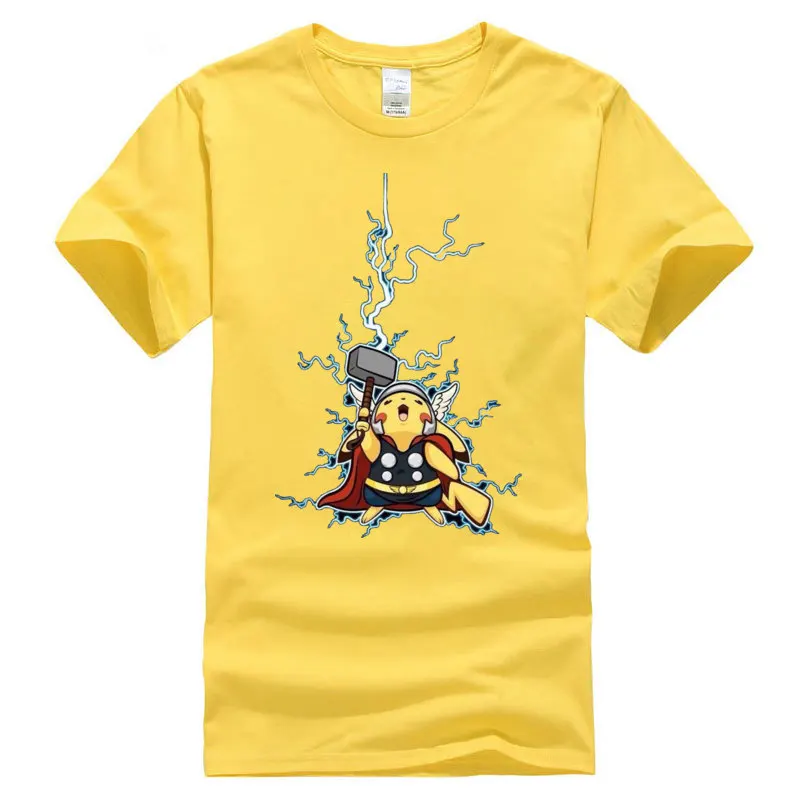 Thor Pikachu Pokemon Superhero Printed T-Shirt
