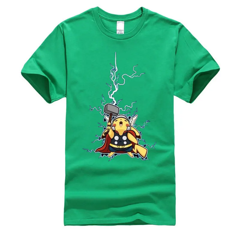Thor Pikachu Pokemon Superhero Printed T-Shirt