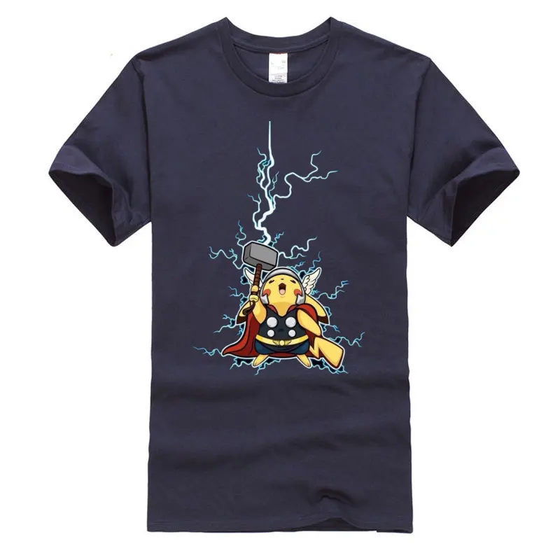 Thor Pikachu Pokemon Superhero Printed T-Shirt