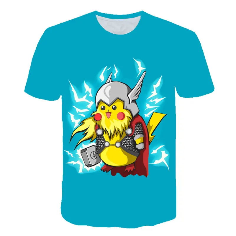 Anime Pokemon Pikachu Printed Casual T-Shirt