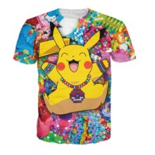 Pokemon Pikachu 3D Cartoon Print T-Shirt Pokemon Pikachu 3D Cartoon Print T-Shirt