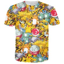 Pokemon Pikachu 3D Cartoon Print T-Shirt Pokemon Pikachu 3D Cartoon Print T-Shirt