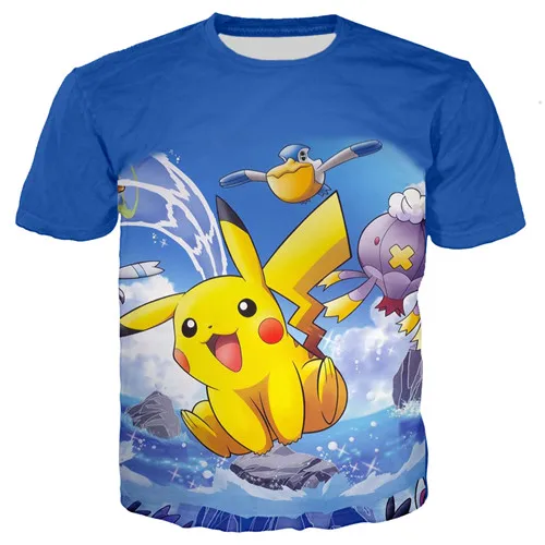3D Cartoon Pokemon Pikachu Print Casual T-Shirt With Socks