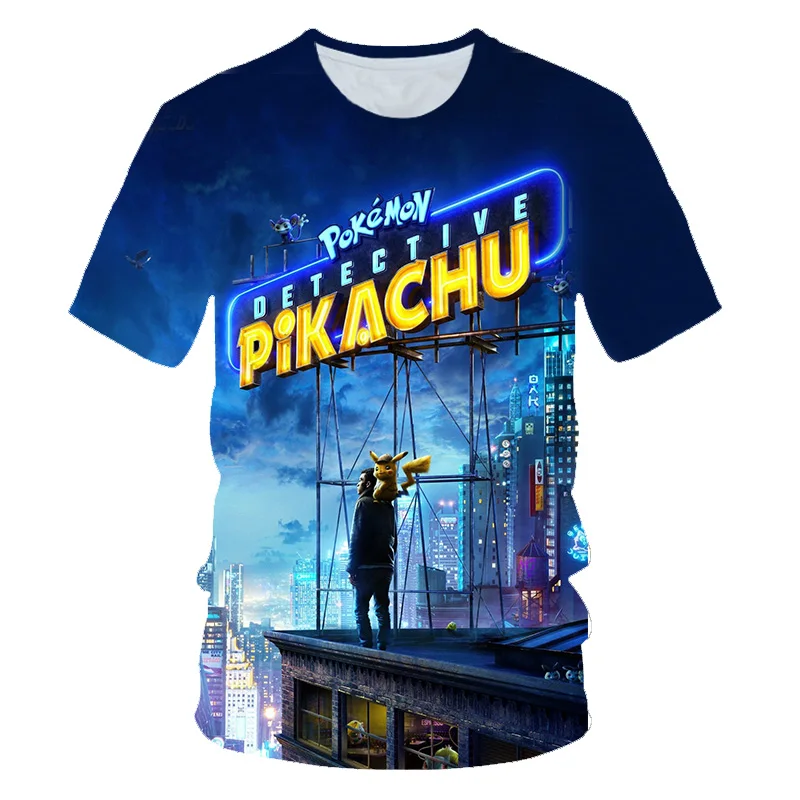 Pokemon Detective Pikachu 3D Printed Short Sleeve T-Shirts