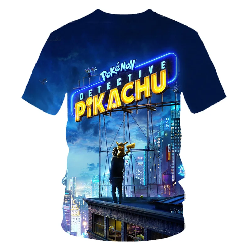 Pokemon Detective Pikachu 3D Printed Short Sleeve T-Shirts