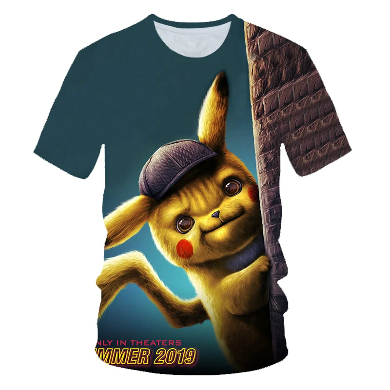Pokemon Detective Pikachu 3D Printed Short Sleeve T-Shirts