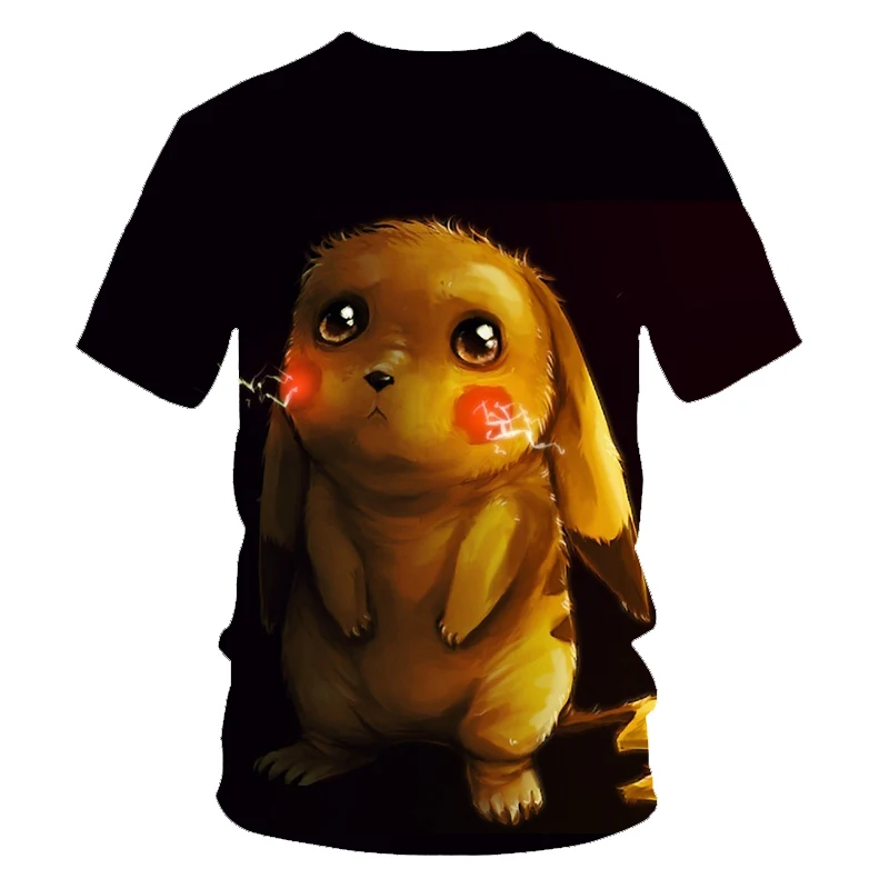 Pokemon Detective Pikachu 3D Printed Short Sleeve T-Shirts