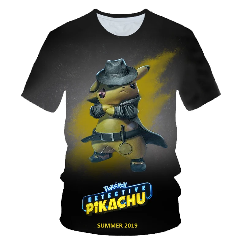 Pokemon Detective Pikachu 3D Printed Short Sleeve T-Shirts