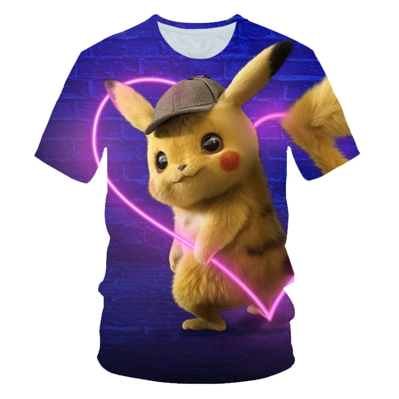 Pokemon Detective Pikachu 3D Printed Short Sleeve T-Shirts