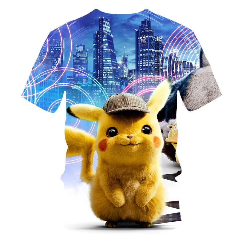 Pokemon Detective Pikachu 3D Printed Short Sleeve T-Shirts