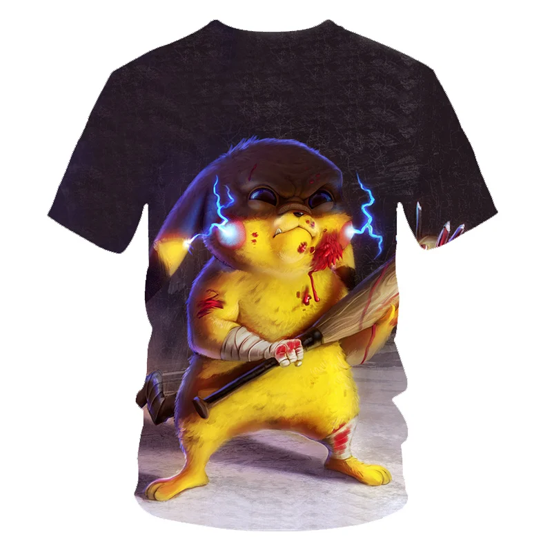 Pokemon Detective Pikachu 3D Printed Short Sleeve T-Shirts