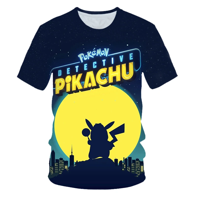 Pokemon Detective Pikachu 3D Printed Short Sleeve T-Shirts