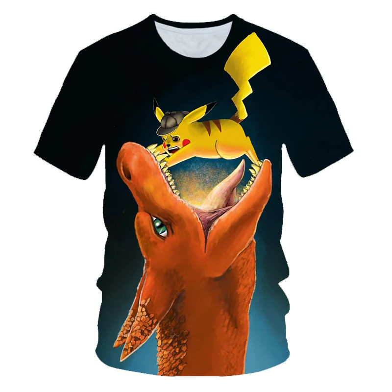 Pokemon Detective Pikachu 3D Printed Short Sleeve T-Shirts