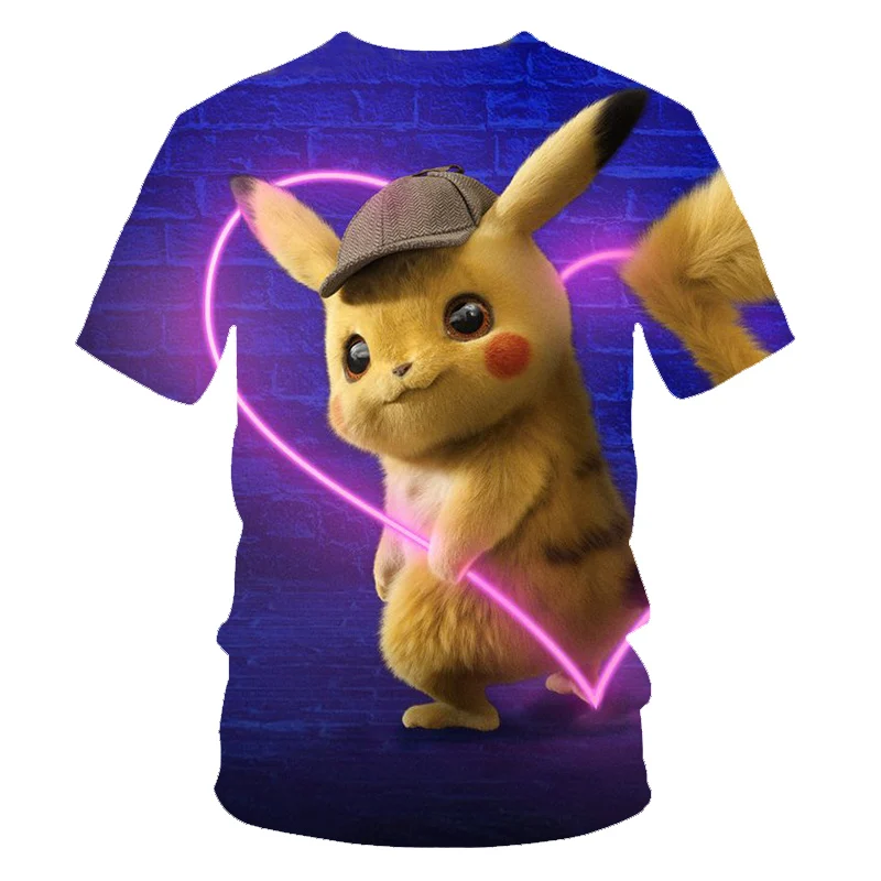 Pokemon Detective Pikachu 3D Printed Short Sleeve T-Shirts