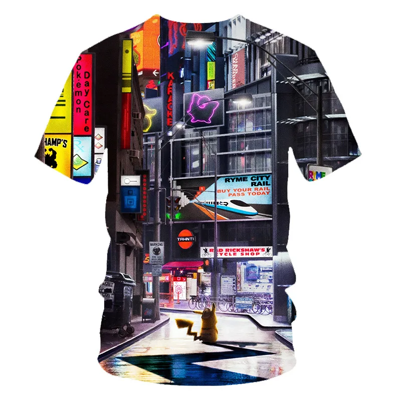 3D Cartoon Print Pokemon Pikachu Casual T-Shirt